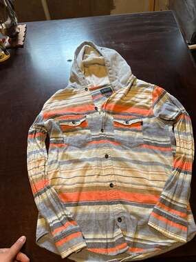 Valor Collective Men's Medium Striped Flannel Hooded Shirt Jacket
